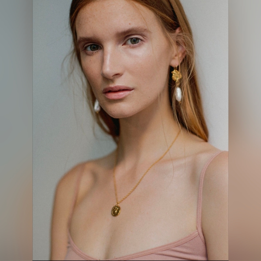 Pamela Card 24K Gold Veritas Aequitas Coin Pendant